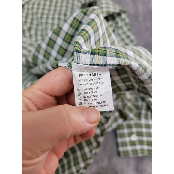 Billy Reid Shirt Mens XXL‎ 2XL Long Sleeve Button Up Standard Cut Plaid Green - Picture 6 of 7